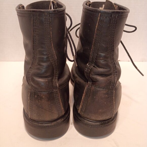 Vintage RED WING Boots Men 9D Black Leather Lace-up Logger Max 24193 Moto Grunge - Picture 13 of 15